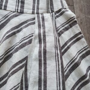 GAP 100% Linen Striped A-Line Skirt - Brown and White; Size- 6